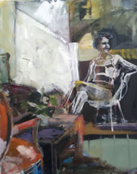 50's Chair, oil on paper, by Liz Brozell